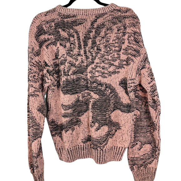 Chunky Pink Dragon Graphic Print 3D Oversized Knit Sweater sz Medium - Picture 5 of 8
